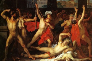 The odyssey ending odysseu killing suitors oil on canvas
